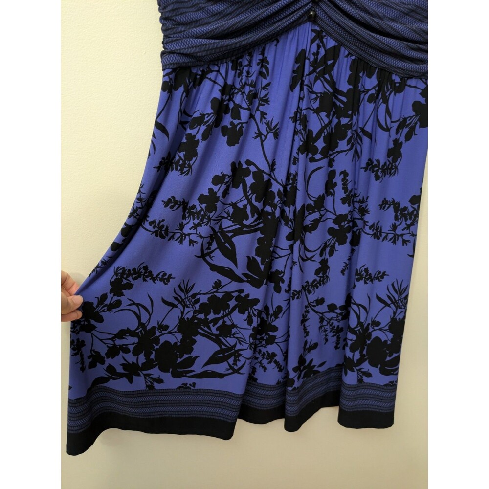Jones New York Babydoll Dress Size 12 Dark Romantic Midnight Blue Black Floral - Picture 4 of 10